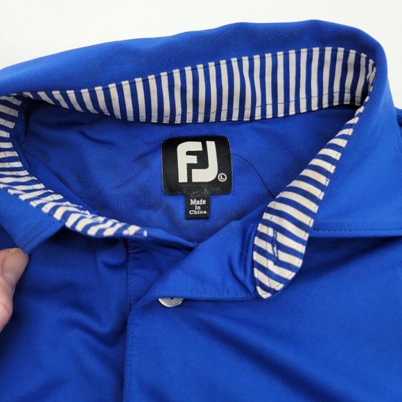 Mens FOOTJOY FJ Solid Blue CROFTON COUNTRY CLUB Wicking Golf Shirt Maryland - Picture 3 of 7